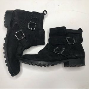 H&M Thick Sole Boots, Black w/ Silver Buckle Hardware, Size 10, fits 9